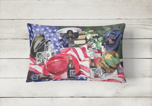 12 in x 16 in  Outdoor Throw Pillow Barq's and Armed Forces Canvas Fabric Decorative Pillow
