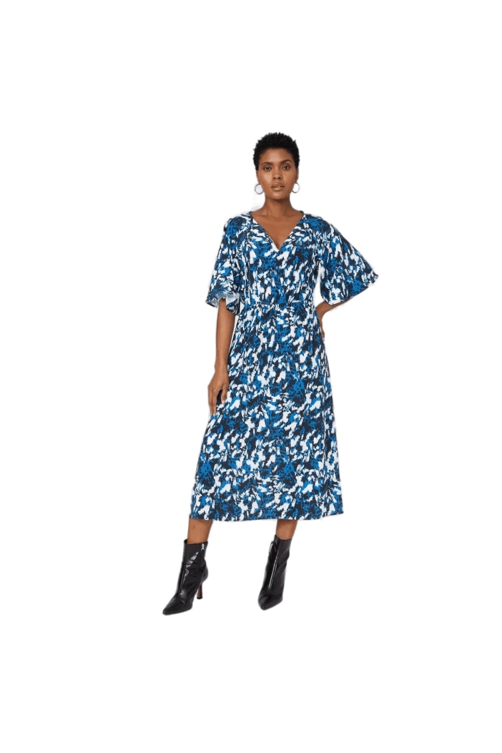 Womens/Ladies Printed Flutter Midi Dress