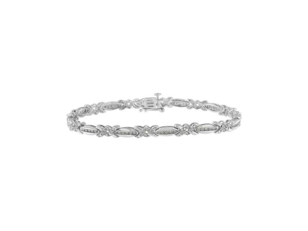 Sterling Silver Diamond X-Link Tennis Bracelet
