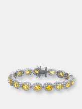 Load image into Gallery viewer, .925 Sterling Silver Yellow Cubic Zirconia Oval Link Bracelet