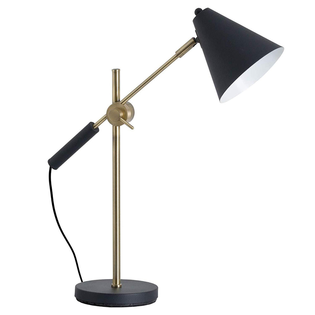 Adjustable Desk Lamp With Cone Shade (UK Plug) (Black/Brass) (One Size)