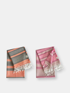 Samara Gray & Orange + Pink Turkish Towel Set