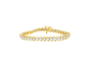 18K Yellow Gold Round Cut Diamond Tennis Bracelet