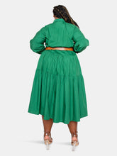 Load image into Gallery viewer, Puff Sleeved Tiered Shirt Dress