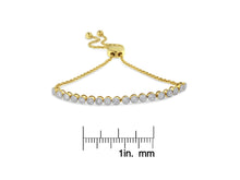 Load image into Gallery viewer, 10K Yellow Gold over .925 Sterling Silver Miracle-Set Diamond Accented 6”-9” Adjustable Beaded Tennis Bolo Bracelet