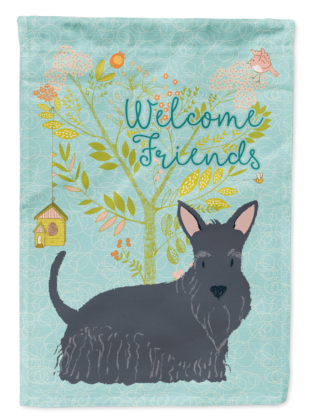 Welcome Friends Scottish Terrier Garden Flag 2-Sided 2-Ply