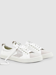 CATIBA Low Off White Canvas Ice Suede Accents Sneaker Men
