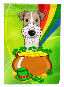 11" x 15 1/2" Polyester Wire Haired Fox Terrier St. Patrick's Day Garden Flag 2-Sided 2-Ply