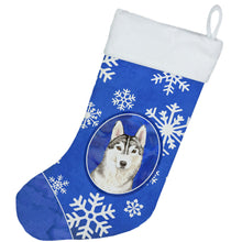 Load image into Gallery viewer, Siberian Husky Winter Snowflakes Christmas Stocking
