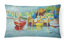 Load image into Gallery viewer, 12 in x 16 in  Outdoor Throw Pillow On the Dock Sailboats Canvas Fabric Decorative Pillow
