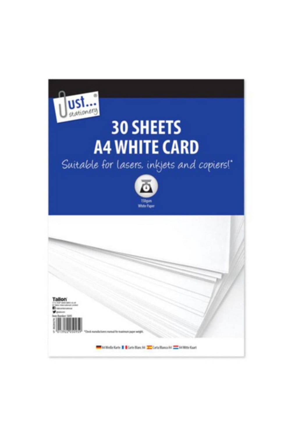 Just Stationery 30 X 150 GSM Sheets A4 White Cards Pack Of 30 (White) (Pack Of 30)