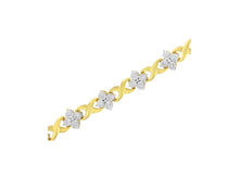 Load image into Gallery viewer, 10K Yellow Gold Plated Sterling Silver 1/4 cttw Diamond 4 Leaf Clover Link Tennis Bracelet