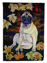 Load image into Gallery viewer, Polyester Fawn Pug In Fall Leaves Garden Flag 2-Sided 2-Ply