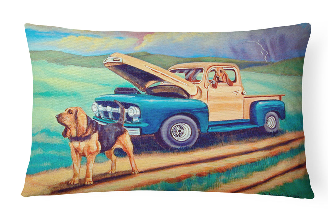 12 in x 16 in  Outdoor Throw Pillow Bloodhound Canvas Fabric Decorative Pillow