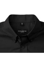 Load image into Gallery viewer, Russell Collection Mens Short Sleeve Easy Care Oxford Shirt (Black)