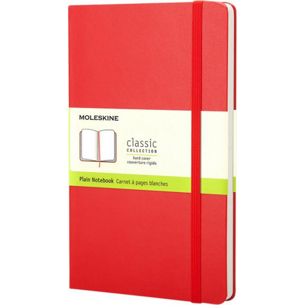 Classic Pocket Hard Cover Plain Notebook - Scarlet Red