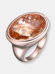 Sterling Silver Rose Gold Plated Morganite Cubic Zirconia Cocktail Ring
