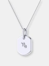 Load image into Gallery viewer, Capricorn Goat Garnet &amp; Diamond Constellation Tag Pendant Necklace In Sterling Silver