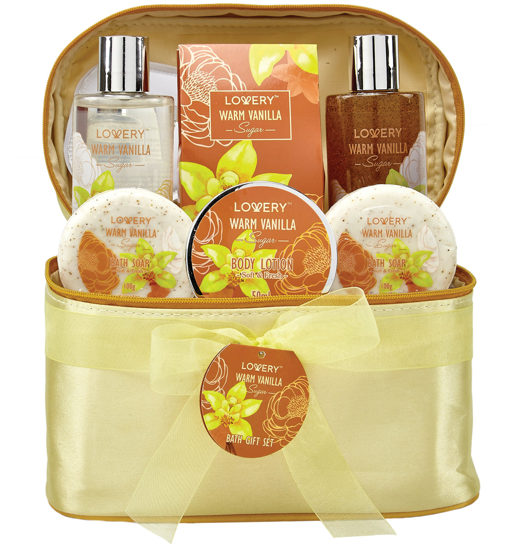 Lovery Bath & Body Gift Basket - Warm Vanilla Sugar Home Spa Set