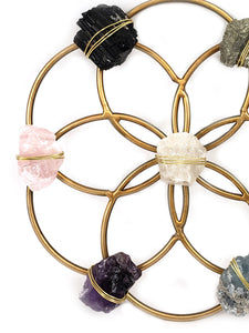 Small Flower of Life Healing Crystal Grid - Gold