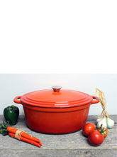 Load image into Gallery viewer, BergHOFF Neo 8QT Cast Iron Oval Covered Casserole, Orange