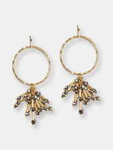 Load image into Gallery viewer, Gold Hoop Dangle Earring with Grey Crystal Bead Drops