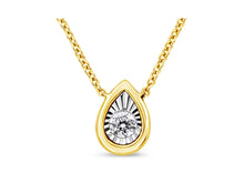Load image into Gallery viewer, 10K Yellow Gold Plated .925 Sterling Silver 1/10 Cttw Miracle Set Round Diamond Oval Shape 18&quot; Pendant Necklace