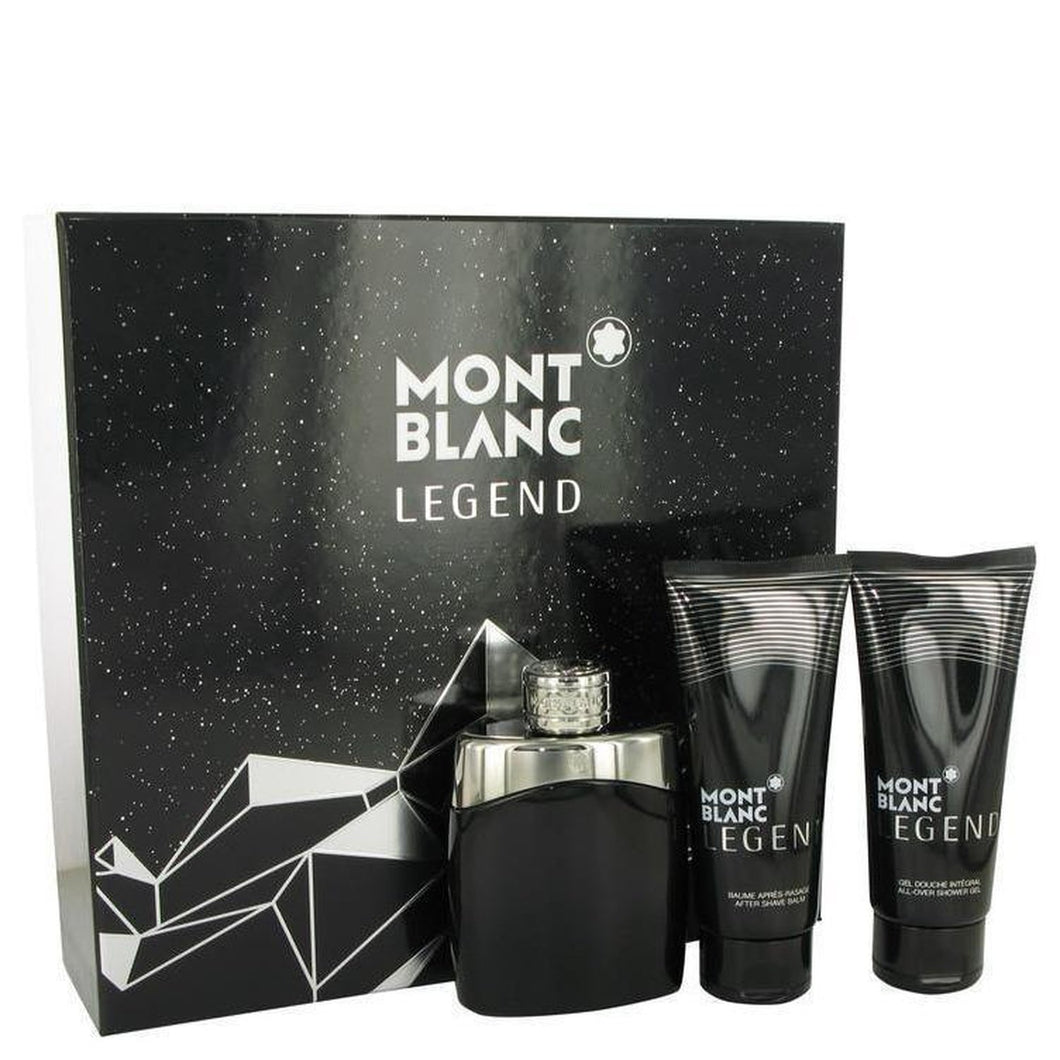 MontBlanc Legend by Mont Blanc Gift Set -- 3.3 oz Eau De Toilette Spray + 3.3 oz After Shave Balm + 3.3 oz Shower Gel