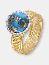 Load image into Gallery viewer, Rise &amp; Shine Turquoise &amp; Diamond Detachable Sun Ring In 14K Yellow Gold Plated Sterling Silver