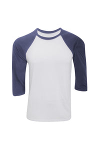 Mens 3/4 Sleeve Baseball T-Shirt - White/Denim