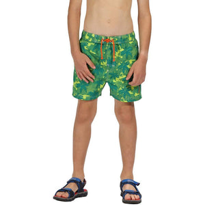 Regatta Kids Skander II Quick Drying Swim Shorts (Lime/Camo)