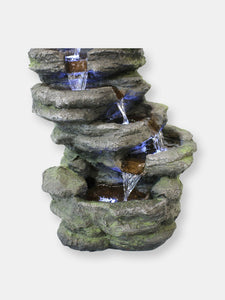 Indoor Tabletop Water Fountain 18" Rock Waterfall with Led Lights Relaxation
