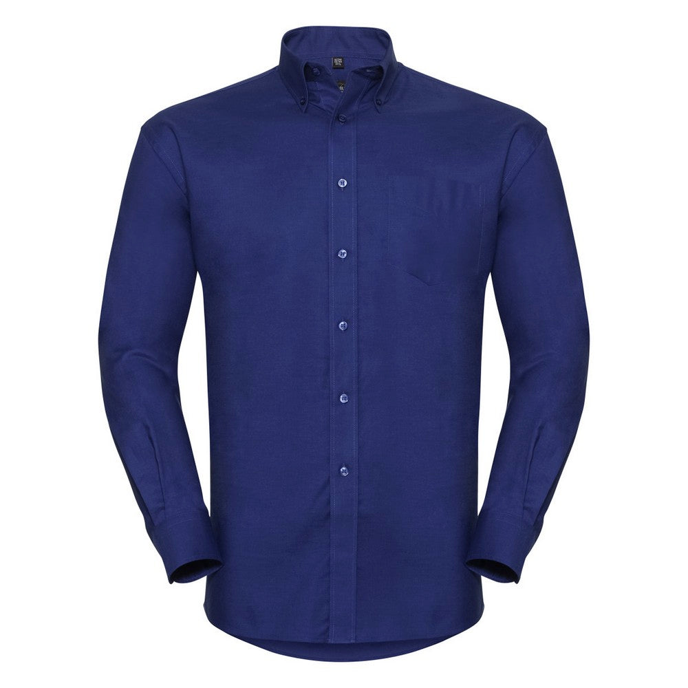 Russell Collection Mens Long Sleeve Easy Care Oxford Shirt (Bright Royal)