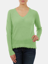 Load image into Gallery viewer, Cashmere Distressed V-Neck Pullover