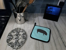 Load image into Gallery viewer, Devon Large Black Pig Blue Check Pair of Pot Holders