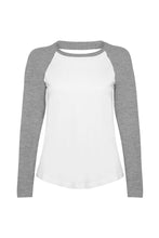 Load image into Gallery viewer, Skinnifit Womens/Ladies Long Sleeve Baseball T-Shirt (White / Heather Gray)