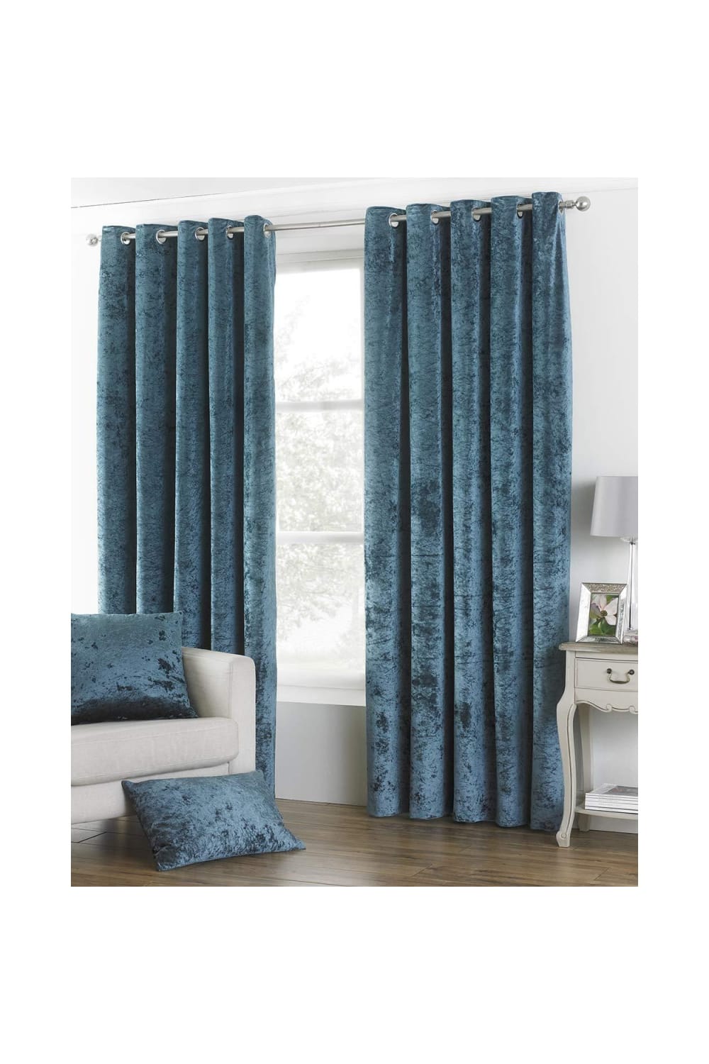 Riva Paoletti Verona Eyelet Curtains (Teal) (90 x 54in)