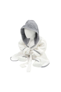 A&R Towels Baby/Toddler Babiezz Hooded Bathrobe (White/Anthracite Gray) (24/36 Months)