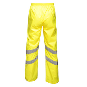 Regatta Unisex Hi Vis Pro Reflective Packaway Work Over Trousers (Yellow)