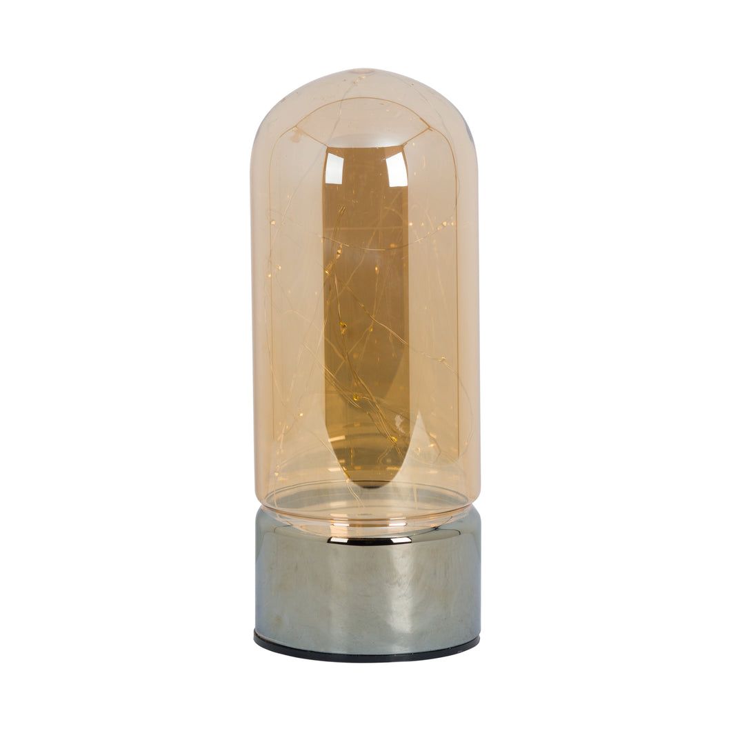 Hill Interiors Glass Domed Micro-LED Lantern (Bronze) (Large (H11.8in x W4.7in x D4.7in))