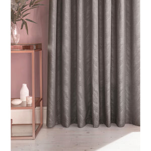 Furn Himalaya Jacquard Design Eyelet Curtains (Pair) (Silver) (46x72in)