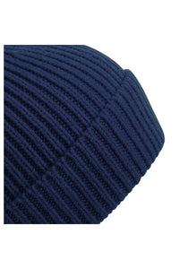 Unisex Engineered Knit Ribbed Beanie - Oxford Navy