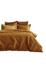 Load image into Gallery viewer, Paoletti Palmeria Velvet Quilted Duvet Set (Gold) (King) (UK - Superking)