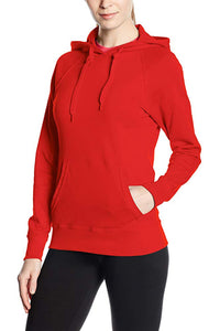 Fruit Of The Loom Ladies Fitted Lightweight Hooded Sweatshirt / Hoodie (240 GSM) (Red)