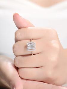 Sterling Silver Cubic Zirconia Square Modern Ring