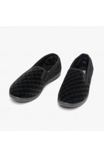 Load image into Gallery viewer, Mens Kevin Velour Twin Gusset Slippers - Black