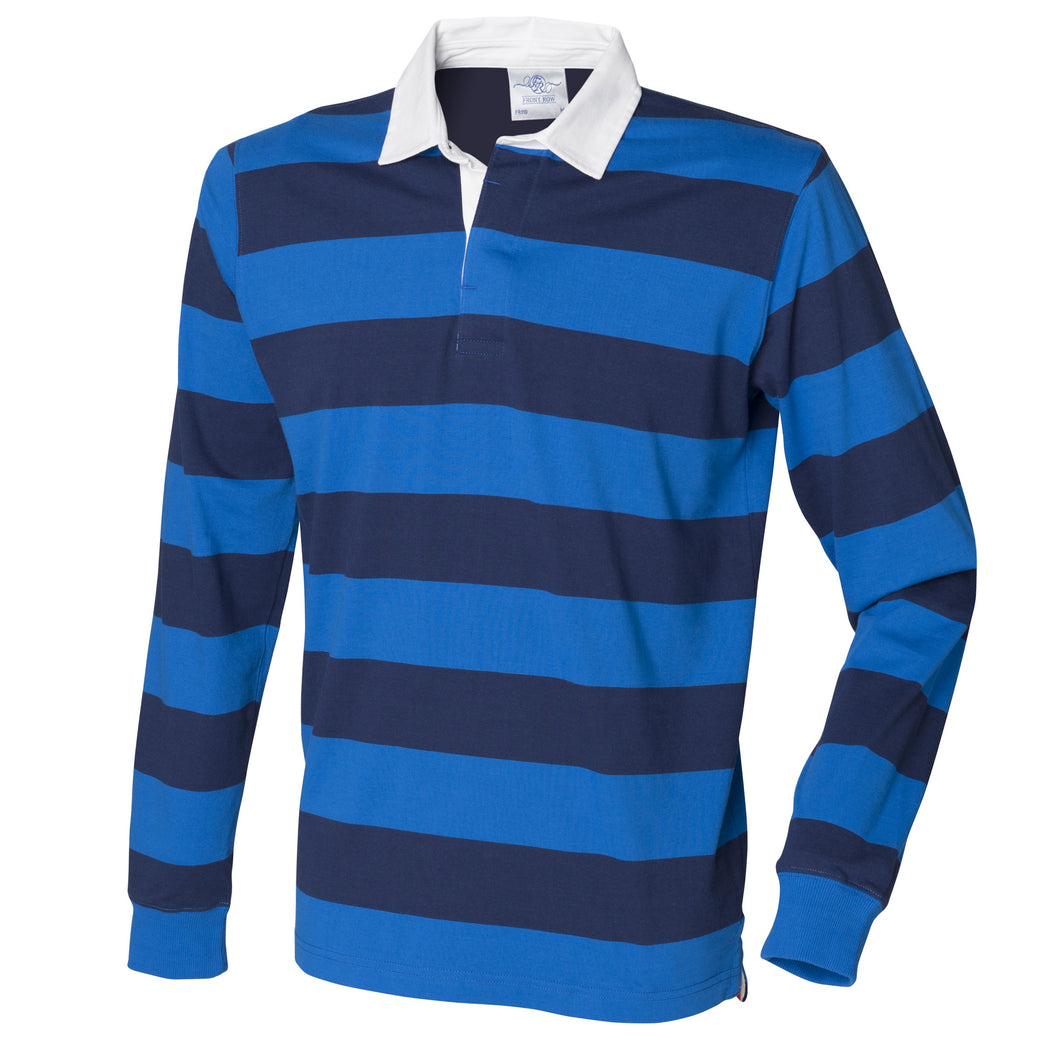 Front Row Mens Striped Sports Rugby Polo Shirt (Regatta Blue/Navy)
