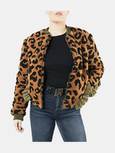 Load image into Gallery viewer, Leopard Sherpa Ruffle Bomber Jacket