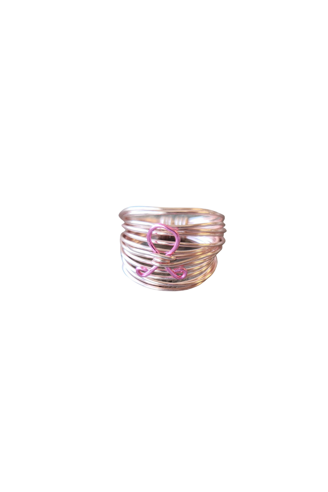 Marcia Wire Wrap Ring in Rose Gold with Breast Cancer Ribbon