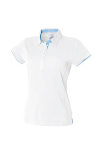 Front Row Womens/Ladies Contrast Pique Polo Shirt (White/ Sky Blue)
